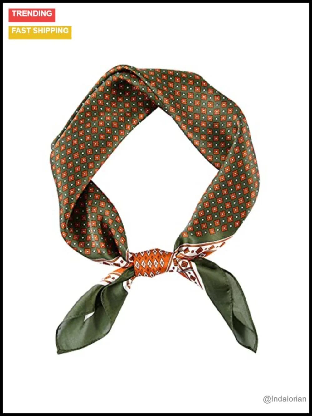 Vintage Silk Feel Square Scarf Men Satin Bandana Tiny Pattern Print Neckerchief